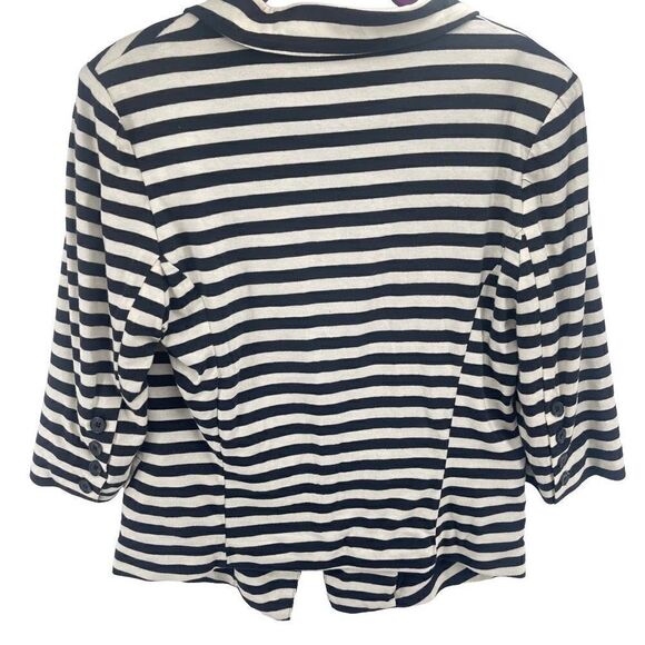 Monteau Women's Single Button Blazer Striped 3/4 Sleeve black white Medium - Picture 6 of 11